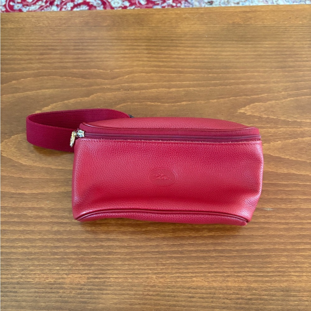 Longchamp Le Foulonne Red Leather Belt Bag / Fanny Pack